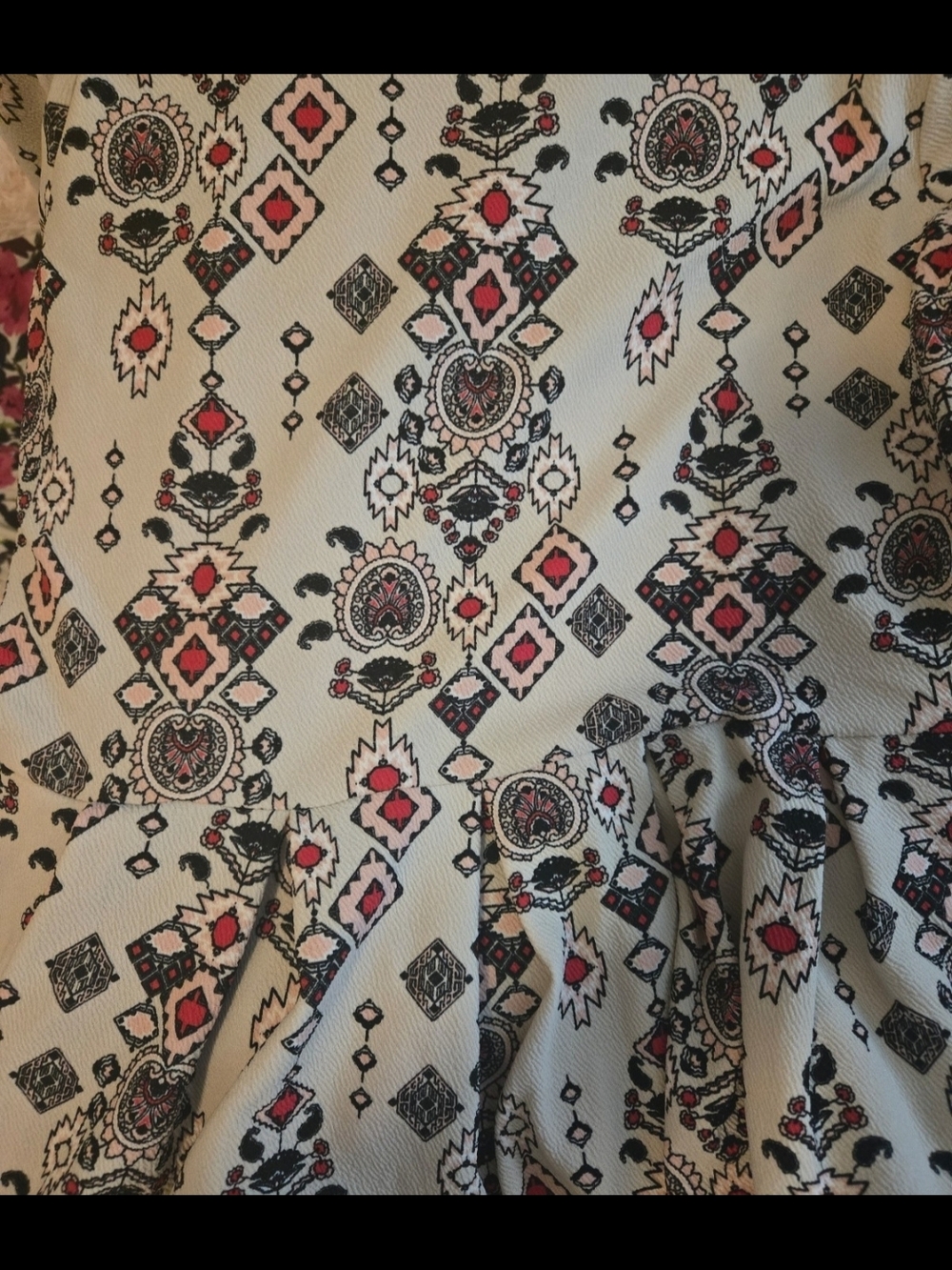 LuLaRoe Amelia Dress with Black and Red Geometric Print "Dipped" WITH POCKETS! - Picture 3 of 4